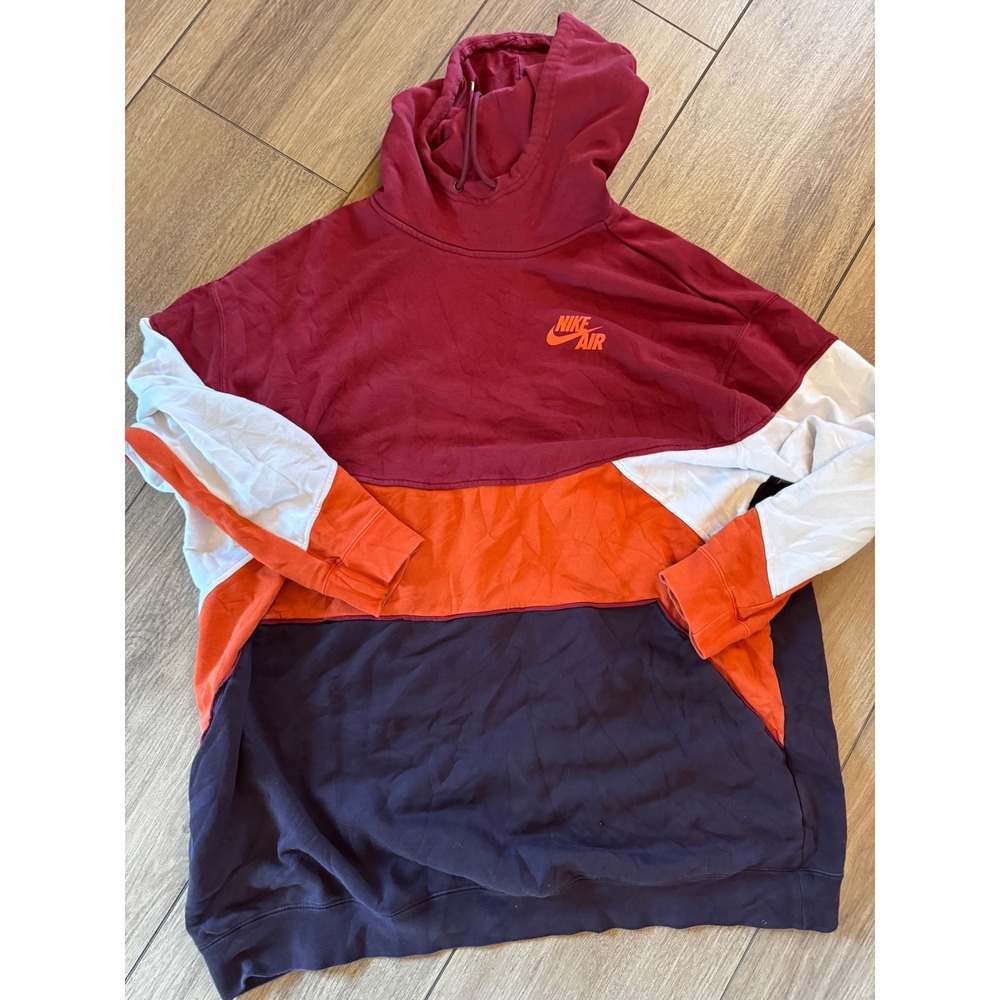 Nike Air Mens Colorblock Hoodie Burgundy Orange Navy Blue AH7626-677 XL